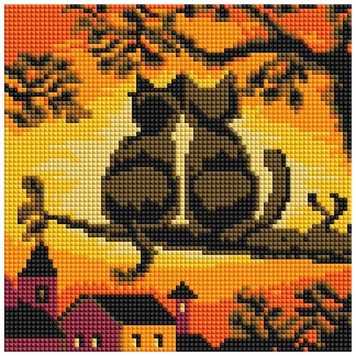 фото Две кошки набор для выкладывания стразами 20х20 белоснежка 452-st-ps