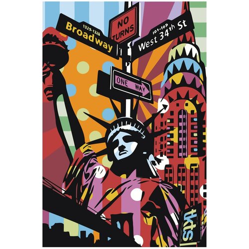 Радужный Нью-Йорк Раскраска картина по номерам на холсте картина по номерам мой нью йорк 40x50 см