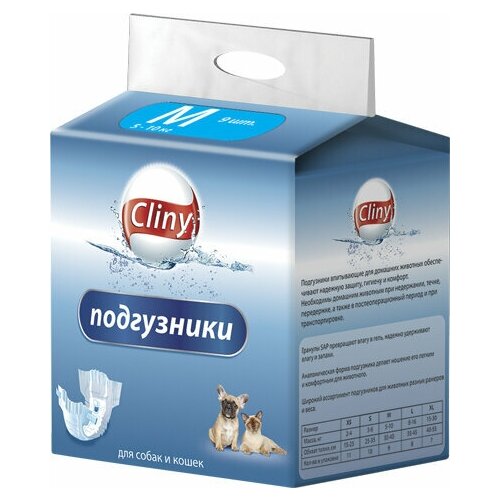 Экопром Подгузники Cliny K203 для собак и кошек M 5-10кг 9шт k203 cliny подгузники для собак и кошек 5 10 кг размер m 9 шт