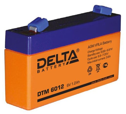 Аккумуляторная батарея DELTA Battery DTM 6012 6В 1.2 А·ч