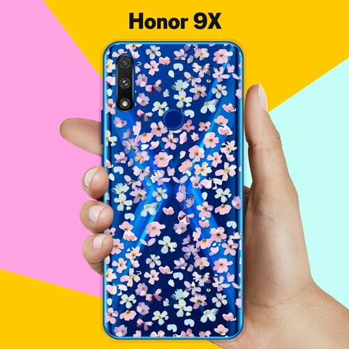 Силиконовый чехол Цветочки на Honor 9X силиконовый чехол на honor 9x хонор 9x фон соты красные