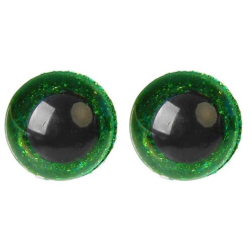 фото Глаза винтовые с заглушками, «блёстки» набор 30 шт, размер 1 шт: 1,6 см, цвет зелёный сима-ленд
