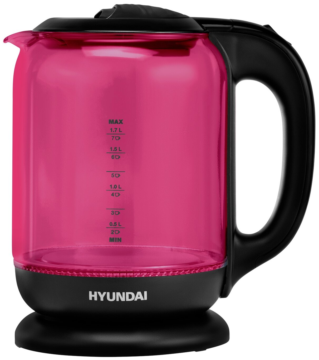 Электрический чайник Hyundai HYK-G4808 малиновый/черный - фотография № 1