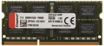 Оперативная память для ноутбуков Kingston DDR3 SODIMM 8GB KVR16LS11/8WP PC3-12800, 1600MHz, 1.35V