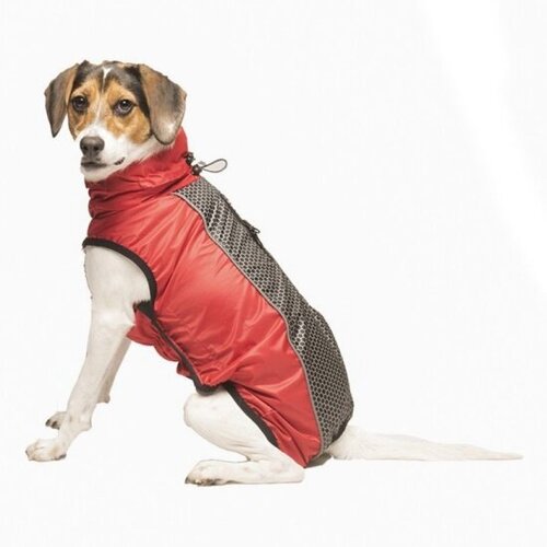 Плащ-дождевик Dog Gone Smart Нано светоотражающий, флисовая подкладка Hexagon jackets 65см, красный