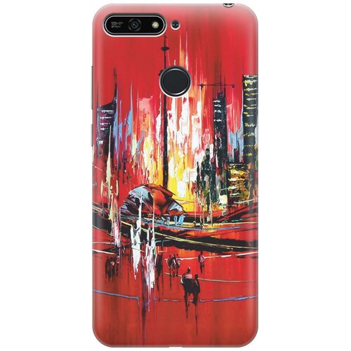 фото Gosso ультратонкий силиконовый чехол-накладка для huawei y6 prime (2018) / honor 7c / honor 7a pro с принтом "акварельный город"