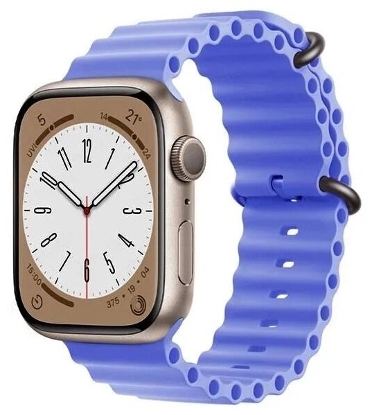 Cиликоновый спортивный рифлёный ремешок Ocean Watch для Apple Watch Series 1 2 3 4 SE 5 6 7 8 Ultra ультра 42/44/45/49 mm сиреневый