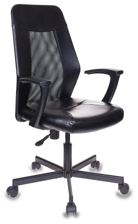 Кресло Easy Chair кожзам, черный, сетка черная