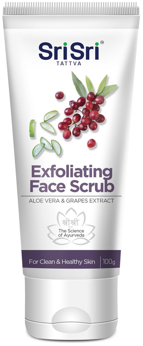 Sri Sri Tattva скраб для лица Exfoliating Face Scrub с экстрактом Алоэ вера и винограда, 100 мл, 100 г