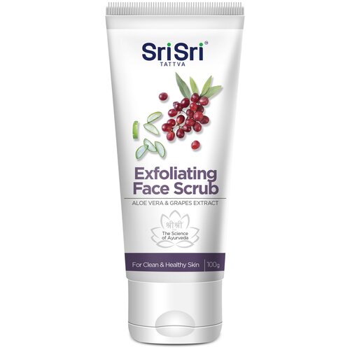 Sri Sri Tattva скраб для лица Exfoliating Face Scrub с экстрактом Алоэ вера и винограда, 100 мл, 100 г sri sri tattva гель для умывания с огурцом и лимоном cucumber lemon face wash 100 мл