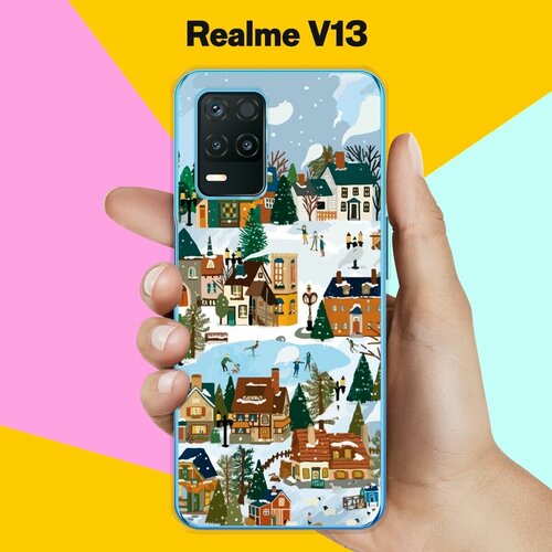 Силиконовый чехол на realme V13 Зимний пейзаж / для Реалми Ви 13 5 Джи силиконовый чехол на realme 5 пейзаж 13 для реалми 5