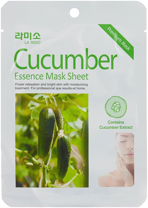 La Miso тканевая маска Premium Essence Mask с экстрактом огурца, 21 г, 21 мл