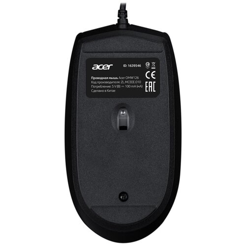 Мышь Acer OMW126 черный оптическая (1000dpi) USB (2but)