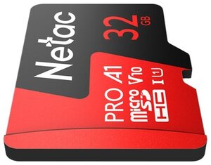 32GB Карта памяти MicroSD Netac P500 Extreme Pro Class 10 UHS-I A1 V10 (100 Mb/s) + SD адаптер (NT02P500PRO-032G-R)