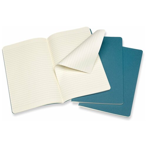 Блокнот Moleskine CAHIER JOURNAL CH016B44 Large, 130х210 мм, обложка картон, 80 страниц, линейка, голубой (3 штуки)