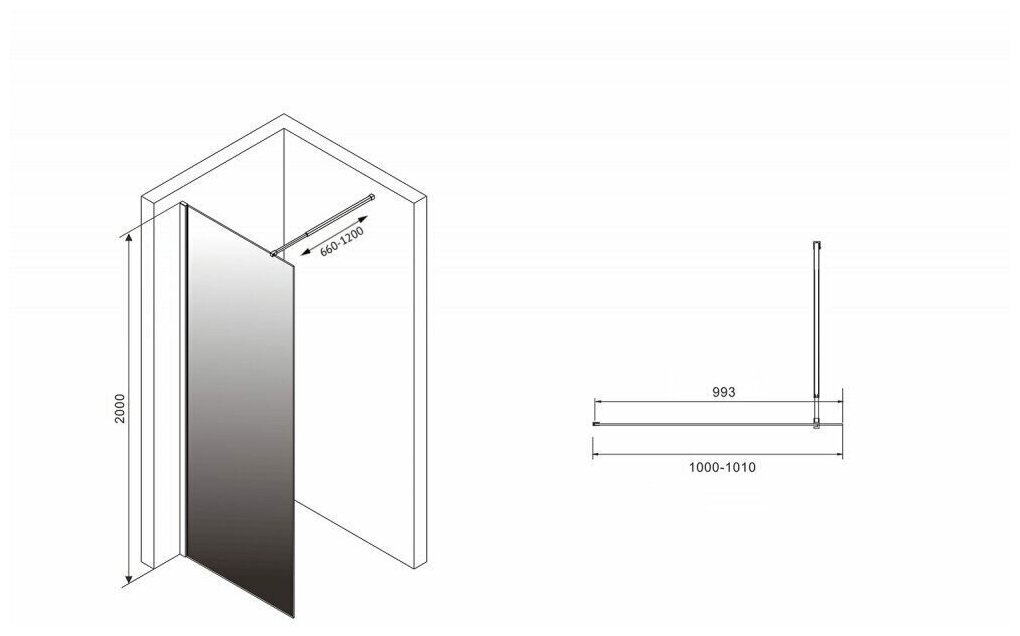 Жесткая душевая стенка Abber Immer Offen AG69101BD - фотография № 3