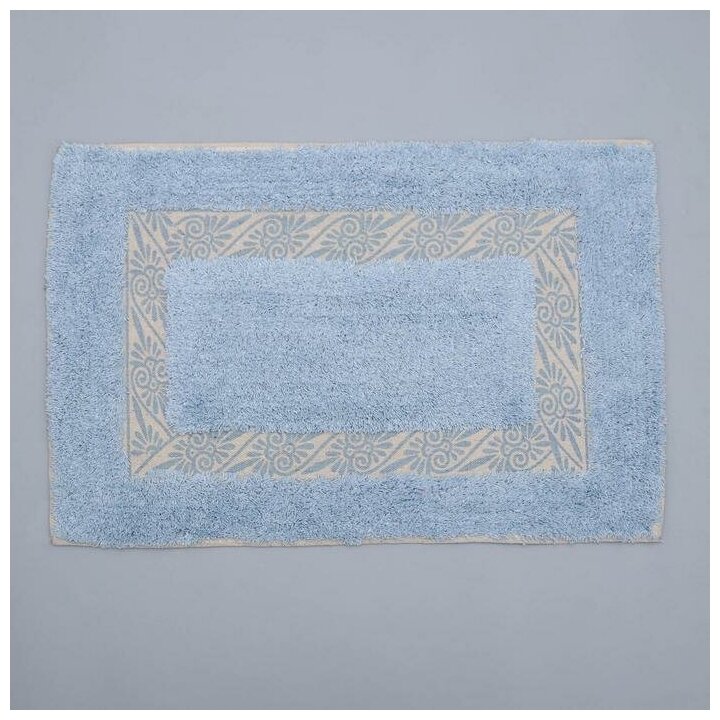 Коврик для ванной «Вензель», 40×60 см, 900 г/м2, 100% хлопок, цвет голубой