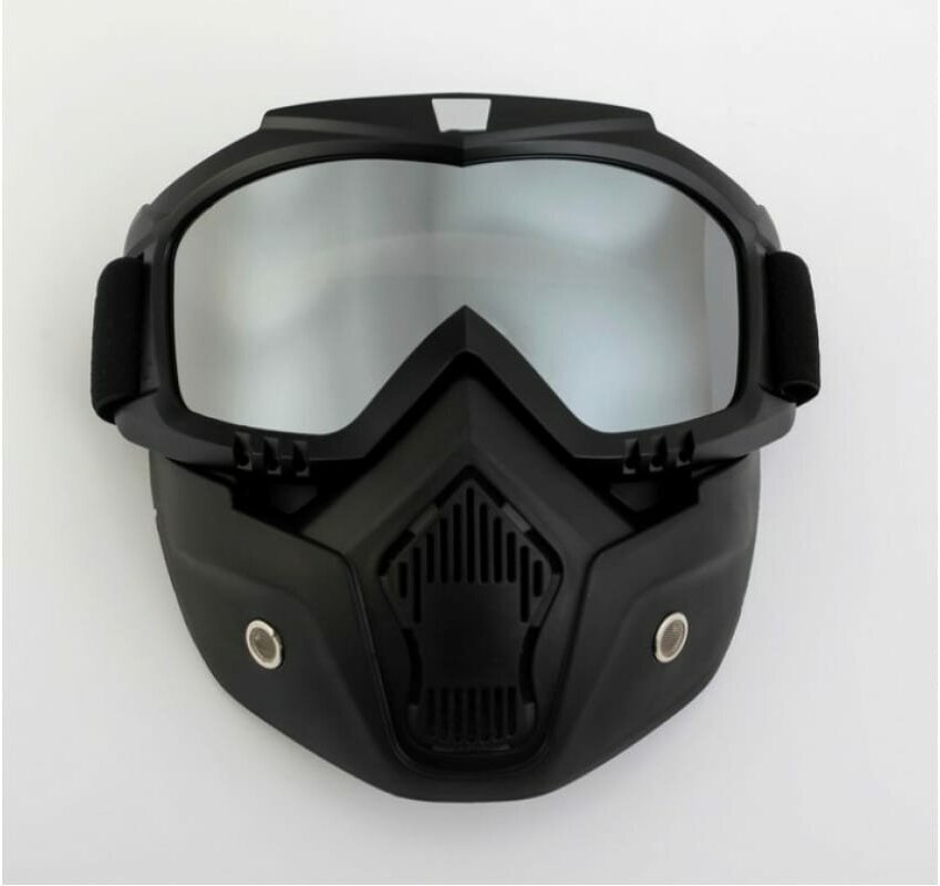 TORSO Очки-маска для езды на мототехнике разборные стекло хром черные