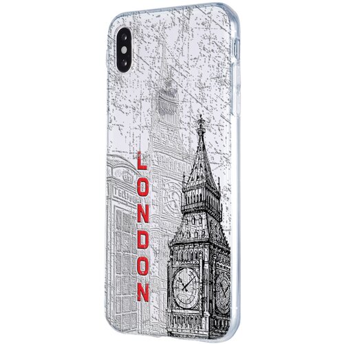 Силиконовый чехол Mcover для Apple iPhone XS Max с рисунком Лондон силиконовый чехол mcover для apple iphone 14 plus с рисунком лондон