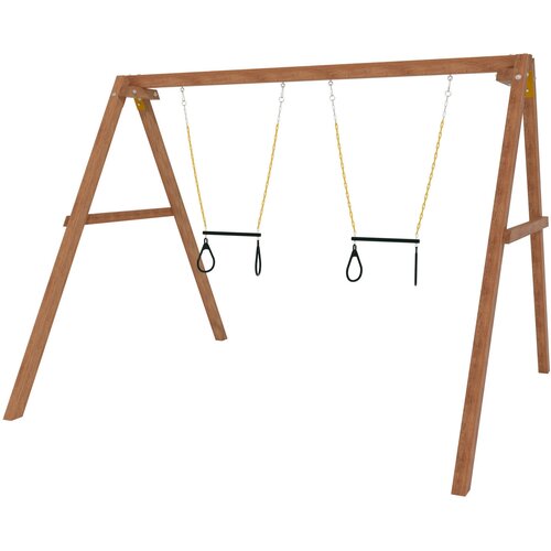 Деревянные качели с двумя трапециями
