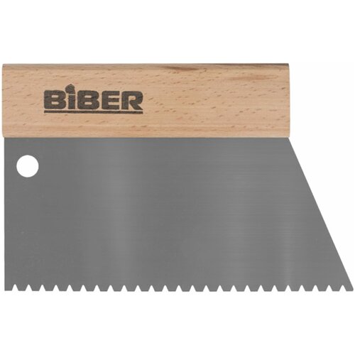 Бибер 35281 Шпатель для клея нерж.сталь с деревянной ручкой,зубчатый тип B3,180мм (1/25)