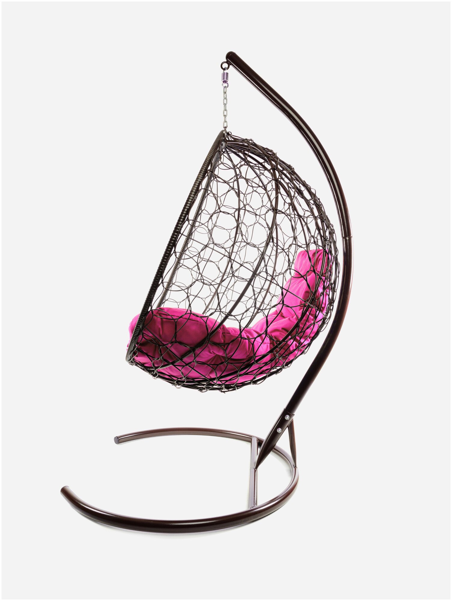 Подвесное кресло M-Group круглый ротанг коричневое, розовая подушка - фотография № 4