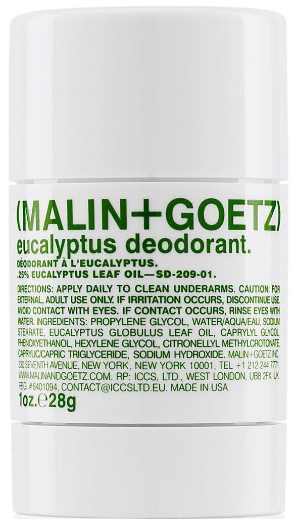 Malin+Goetz Дезодорант c с Эвкалиптом EUCALYPTUS DEODORANT, 28 г