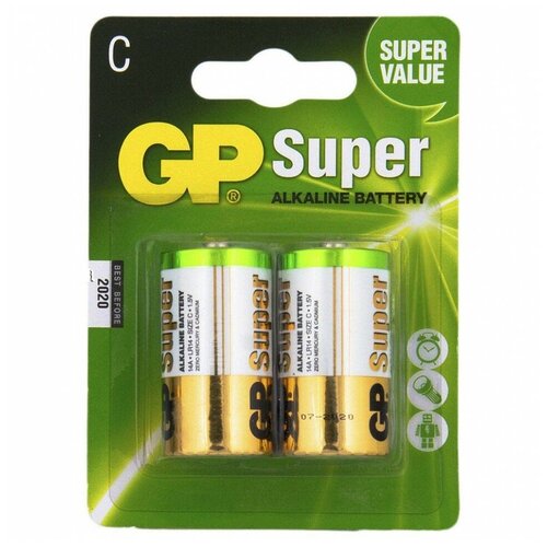 Элемент питания GP Super 14А-CR2 LR14 BL2, 2шт батарейки gp batteries зарядное устройство для аккумуляторов gp e411