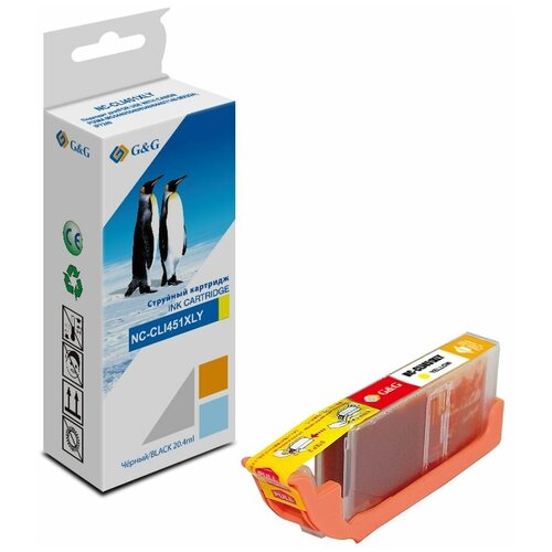 for canon cli 8 refillable ink cartridge 8 colors cli 8 refill cartridges with arc chips for canon pixma pro 9000 printer Картридж струйный G&G GG-CLI451XLY / Canon CLI-451Y XL / Cartridge CLI-451Y XL Увеличенной емкости желтый 44602 мл, для Canon (1927994)