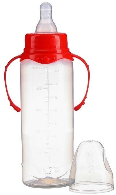 Бутылочка для кормления 250 мл цилиндр, с ручками, цвет микс - фотография № 17