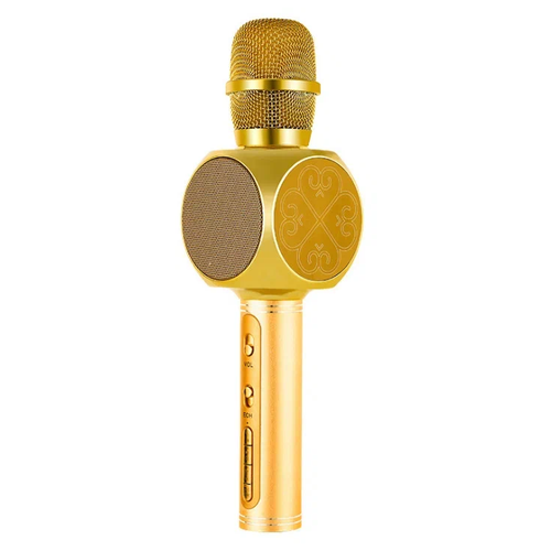 Беспроводной караоке микрофон с колонкой YS63, цвет золотистый