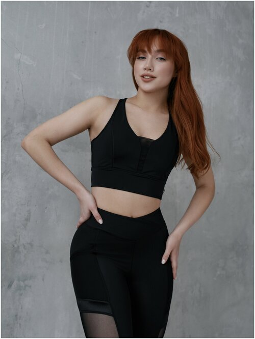 Топ BODY IСON Total Black для фитнеса спортивный пуш-ап TS-2013M