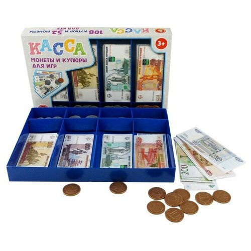 Обучающая игра «Касса. Монеты и купюры для игр» комплект из 7 сувенирных позолоченных банкнот рф 5 10 50 100 500 1000 и 5000 рублей 1997 года