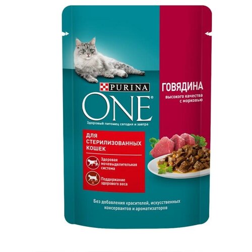 Влажный корм, Purina One, с говядиной и морковью, 75 г