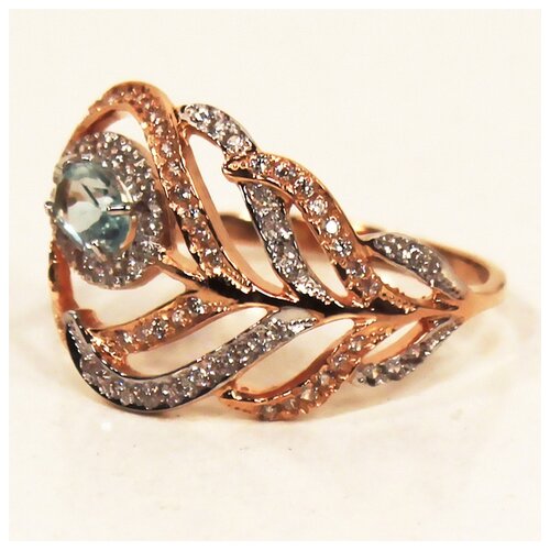 фото Кольцо из золота с фианитами в виде цветка 01-1388пд the jeweller