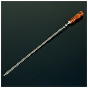 Шампур с деревянной ручкой, рабочая длина - 60 см, ширина - 10 мм, толщина - 3 мм с узором 4455177