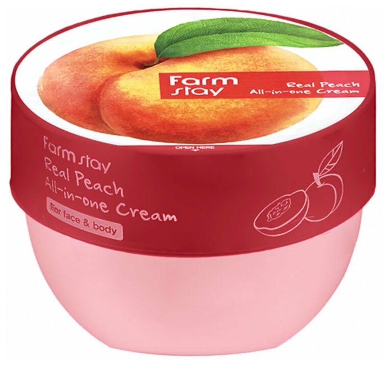 Многофункциональный крем с экстрактом персика FarmStay Real Peach All-in-one Cream, 300ml - фото №4