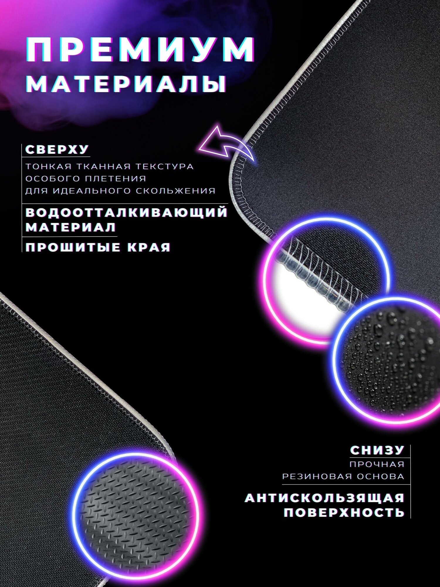 Коврик для мыши с подсветкой RGB 80*30 беспроводная зарядка