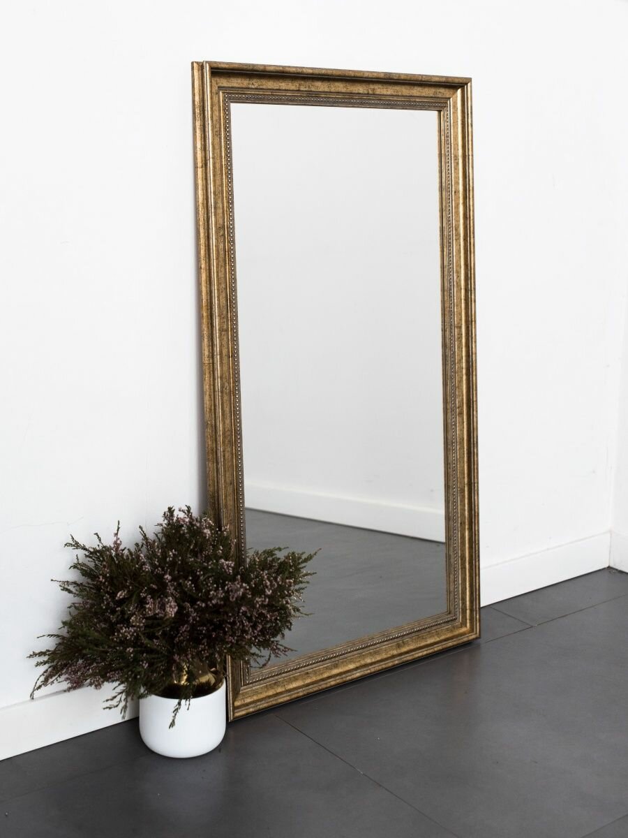 Зеркало декоративное в раме настенное Golosone 90x120, золотой - фотография № 1