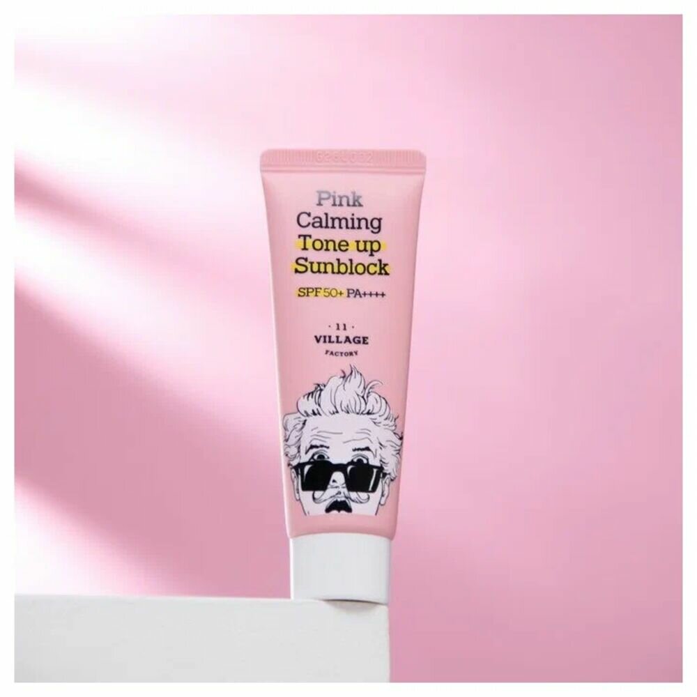 VILLAGE 11 FACTORY Успокаивающий солнцезащитный крем Pink Calming Sun Block SPF50+ PA++++, 25 мл.