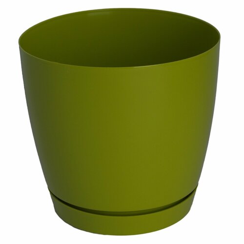 Кашпо для цветов Toscana FP 0742 , высота 14,5 см, диаметр 15 см, круглое, оливковый, Form-Plastic