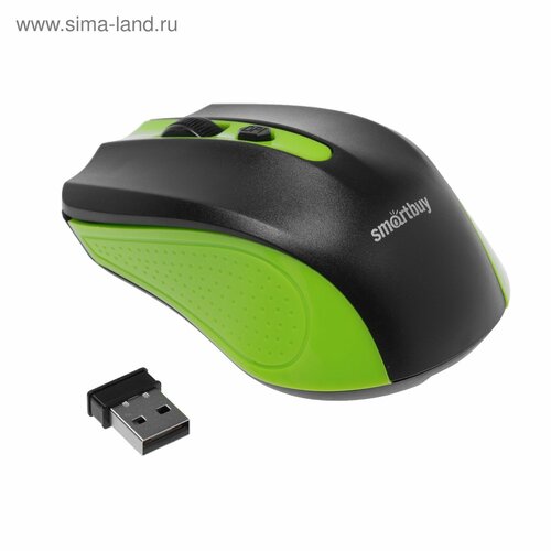 Мышь Smartbuy ONE 352, беспроводная, оптическая, 1600 dpi, 2xAAA (не в компл), зелёно-чёрная мышь luazon mb 2 6 беспроводная оптическая 1600 dpi 2xaaa не в компл usb черно серая