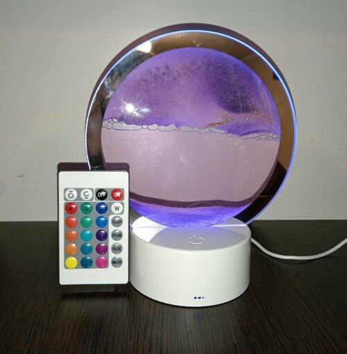 3D-настольная лампа с движущимся песком с дистанционным управлением, фиолетовый