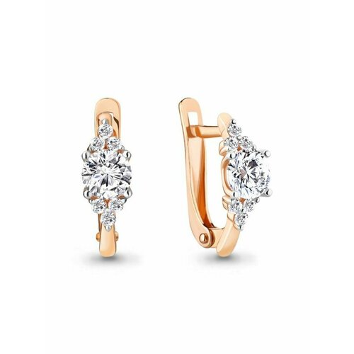 фото Серьги gold center, красное золото, 375 проба, фианит, , золотистый