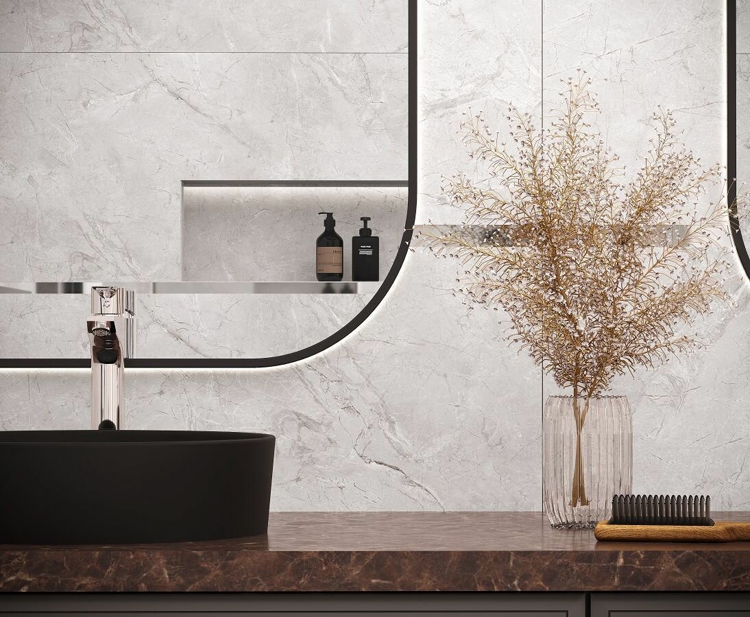 фото Керамогранит Zorani Bianco светло-серый Сатинированный Карвинг 60x120, 1 уп (2 шт, 1.44 м2)