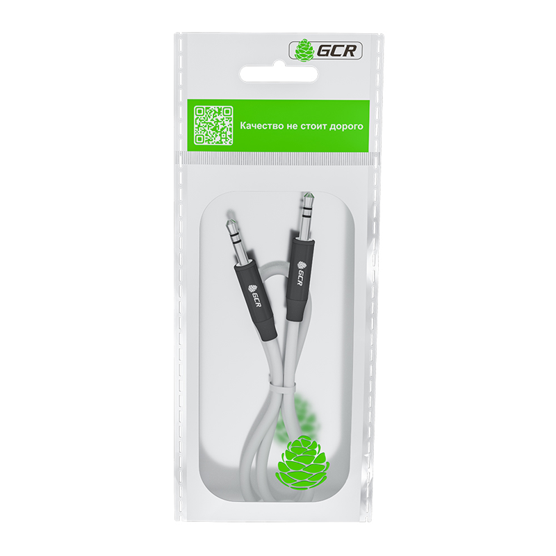 GCR Кабель 3.0m аудио jack 3.5mm/jack 3.5mm белый, AL case черный, M/M, GCR-54752 Greenconnect GCR-54752 - фото №3