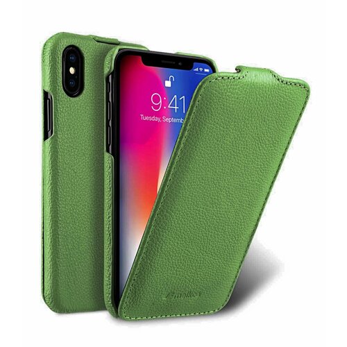 фото Кожаный чехол melkco для apple iphone x/xs - jacka type - зеленый