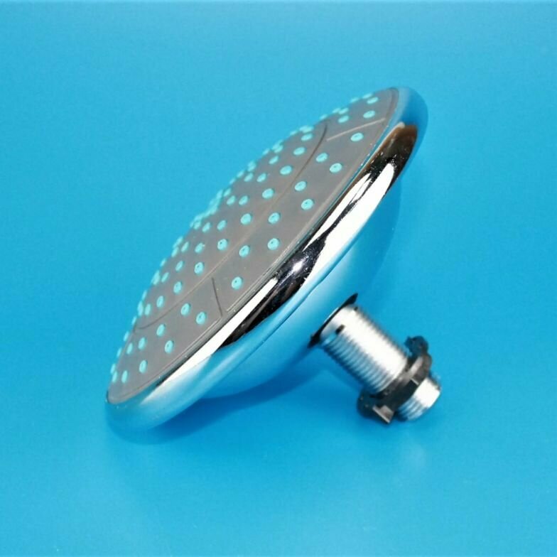 фото Верхняя лейка для душевой кабины Тропический дождь, потолочная круглая 155 мм, съёмный штуцер и гайка в комплекте