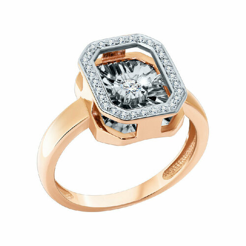 Кольцо Костромской Алмазный Дом, красное золото, 585 проба, бриллиант, размер 17.5, золотой, красный