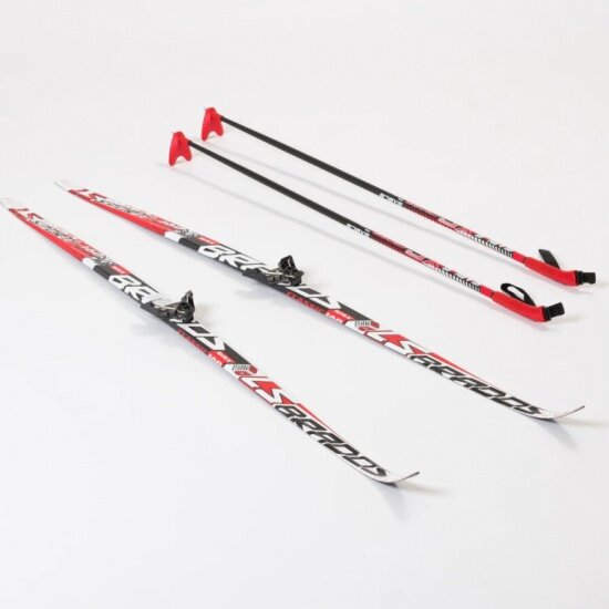 Лыжный комплект Stc с креплениями 75 мм с палками 160 WAX Brados LS Red